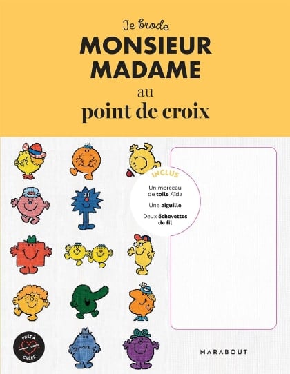 Je brode Monsieur Madame au point de croix
