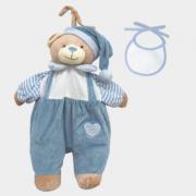 Orsetto Porta Pigiama con Bavaglino da ricamare - Azzurro