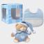 Set regalo: Mini orsetto e Bavaglino da ricamare - Azzurro