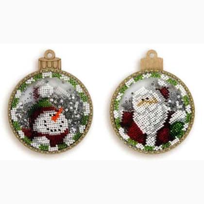 Palla di Natale - Pupazzo di neve e Babbo Natale