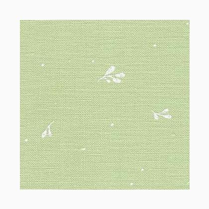 Lino Belfast 32ct - Foglie - Verde/Bianco