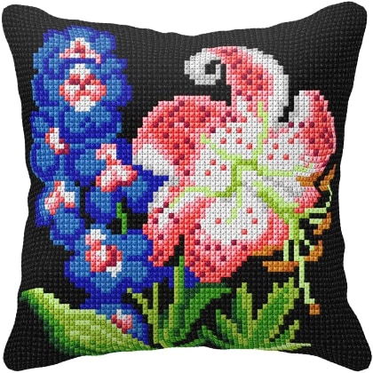 Cuscino - Fiori in nero