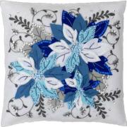 Winter Blue Poinsettia - Kit cuscino in feltro
