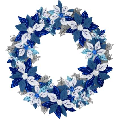 Winter Blue Poinsettia - Kit Ghirlanda in feltro