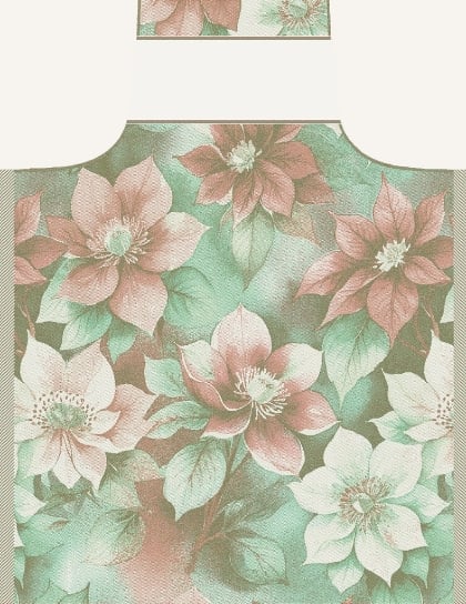 Grembiule - Fiori di Natale - Oro-Verde-Rosso Lurex