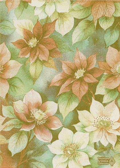 Asciugapiatti - Fiori di Natale - Oro-Verde-Rosso Lurex -NO Aida