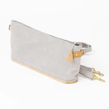 Borsa Portaoggetti con base in legno - Grigio Chiaro