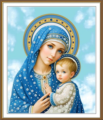 La Madonna in blu con il Bambino Gesù