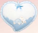 Fiocco Nascita - Cuore con Orsetto addormentato - Azzurro