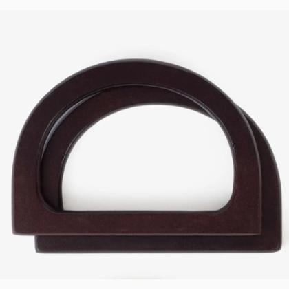 Coppia di manici per borsa in legno semicircolari - Marrone scur