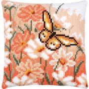 Cuscino - Farfalla e fiori rosa