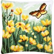 Cuscino - Farfalla e fiori gialli