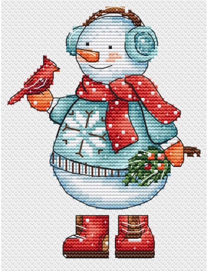 Snowman with a bird