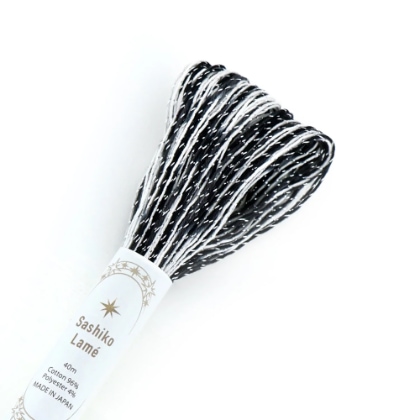 Filato Lamé per Sashiko - Multicolore Bianco Nero