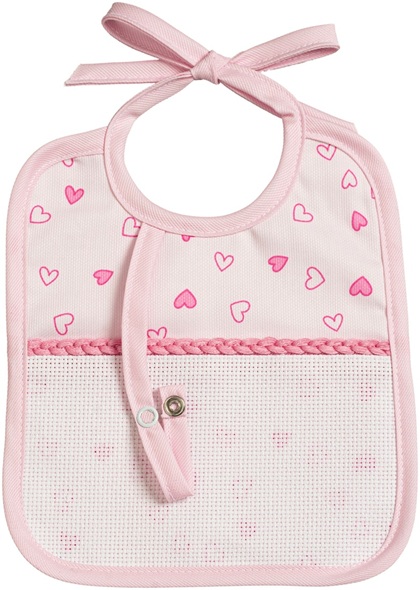Bavaglino con Portaciuccio - Cuoricini - Rosa