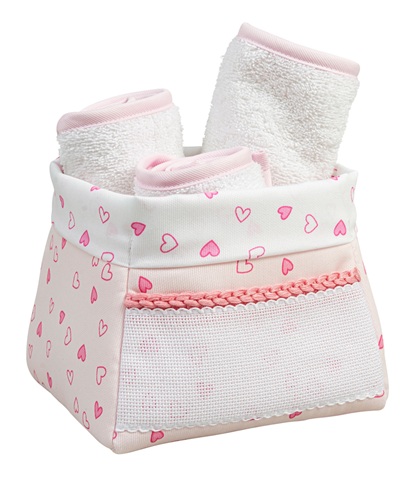 Cestino portasalviette - Cuoricini - Rosa