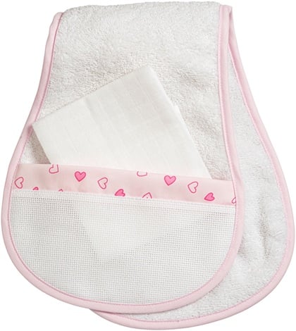 Panno Anti-rigurgito salvaspalla - Cuoricini - Rosa