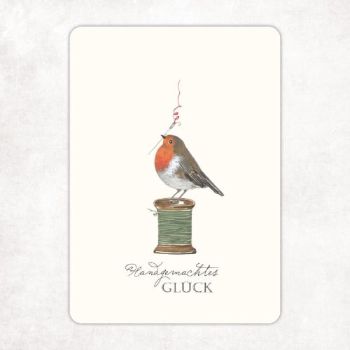 Cartolina \"Glück Rotkehlchen\"